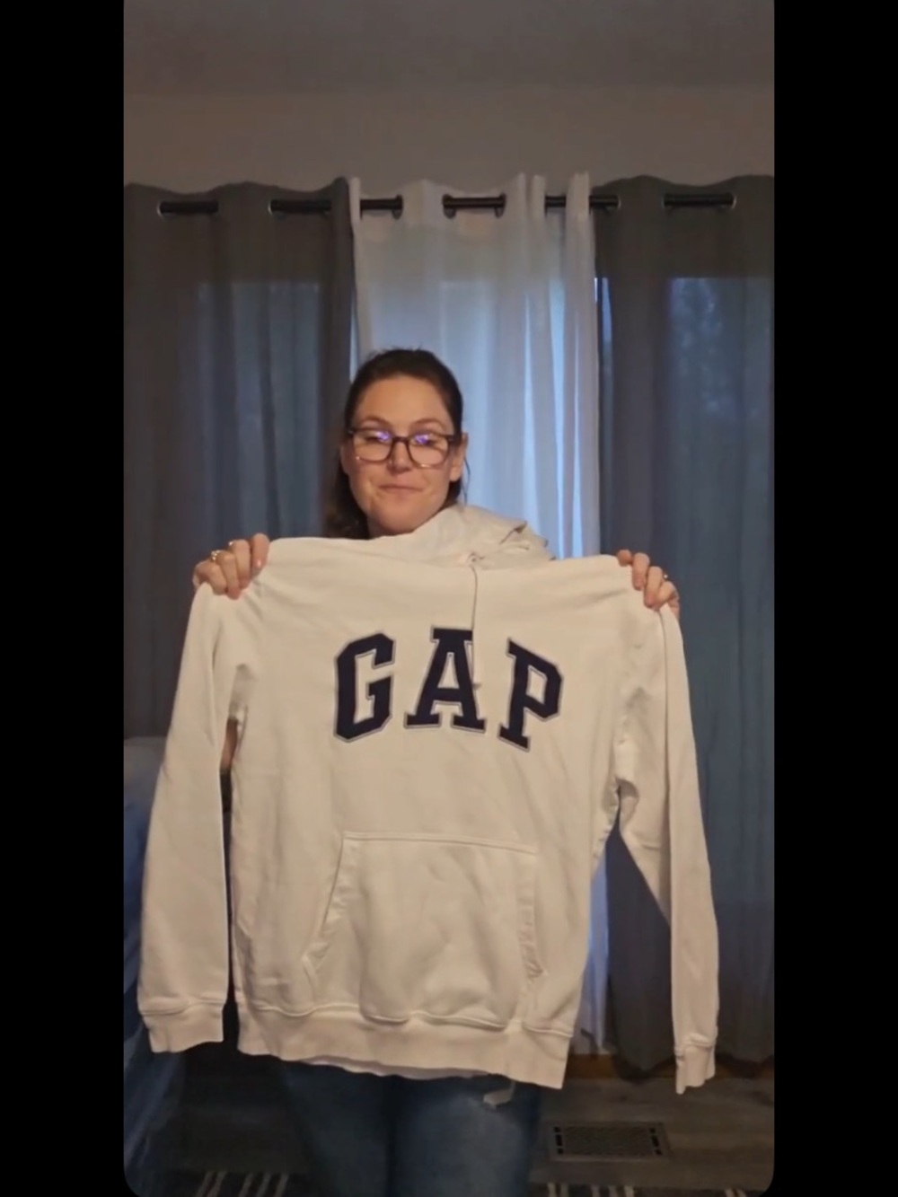 GAP White Hoodie with Navy Letters